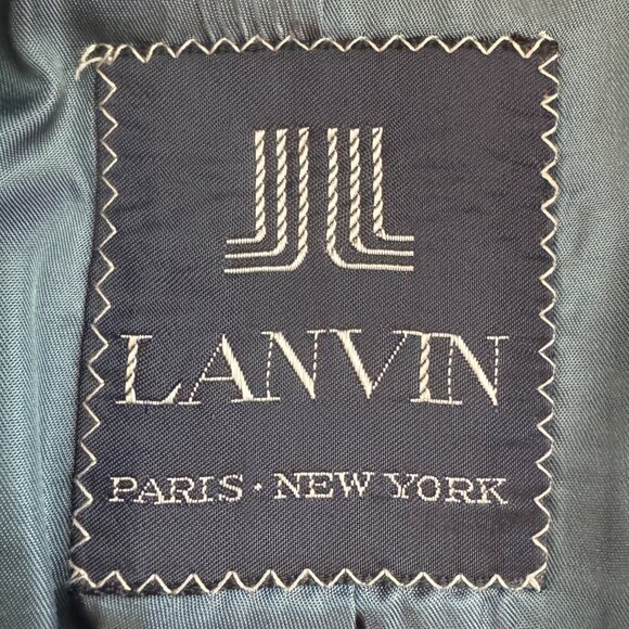 Lanvin Vintage Men's Blazer Feather Suede Single Breast 44L Chest Navy Blue - Picture 11 of 13